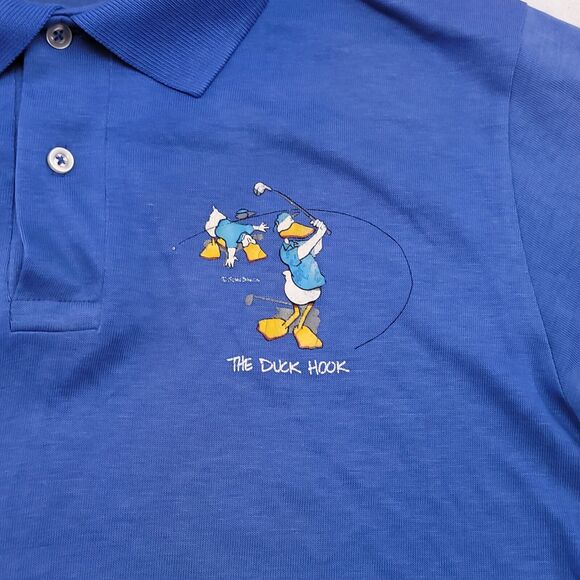 Hanes Casual Collared Short Sleeve Polo Shirt Adult Mens Size Large L Blue - Picture 4 of 10